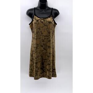 21 TWENTY ONE Women's Brown Velour Floral Scoop-Neck A-Line Mini Dress SZ M